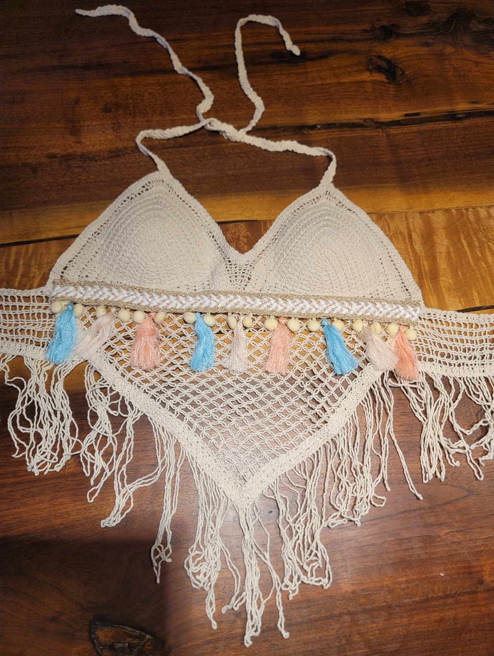 Boho Chic Fringe Crochet Halter Top - Picture 5 of 6